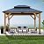 Fir Wood Carport Pavilion Gazebo, Wooden Coated Steel Frame Canopy with Steel Double Roof, Outdoor Permanent Metal Pavilion with Netting for Patio,141'' W x 116'' H