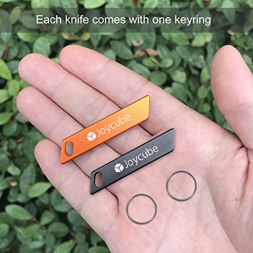 Joycube 2-Pack Mini Utility Knife Box Cutter, Compact Retractable Package Letter Opener, Small Pocket Knife Edc Cutting Tool (Black/Orange) #TOP1
