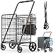 450lbs Capacity Shopping Cart,Upgrade Huge Grocery Cart on Wheels,Heavy Duty Foldable Utility Shopping Carts with Double Basket and 360° Rolling Swivel Wheels for Groceries Laundry Transport 1
