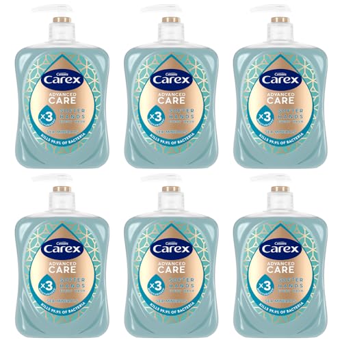 Carex Advanced Care Sea Minerals Antibacterial Hand Wash, 3x More Moisturisers, Clean & Protect Hands, Bulk Buy, Pack of 6 x 500 ml
