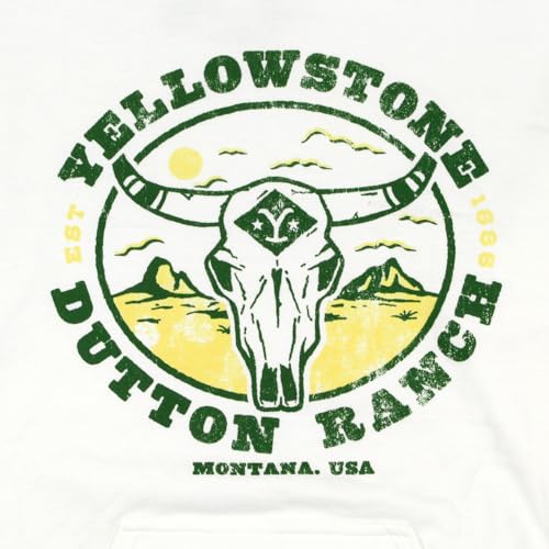 Mad Engine Yellowstone Men's Dutton Ranch Montana Longhorn Skull Pullover Hoodie2