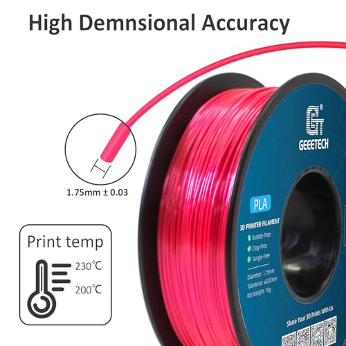 Image of Geeetech Silk PLA Filament 1.75mm, Metal-Like Shiny Silk Rose Pink 3D Filament 1kg (2.2lbs) 1 Spool, Dimensional Accuracy + /- 0.02 mm, Fit Most FDM Printer (Magenta)