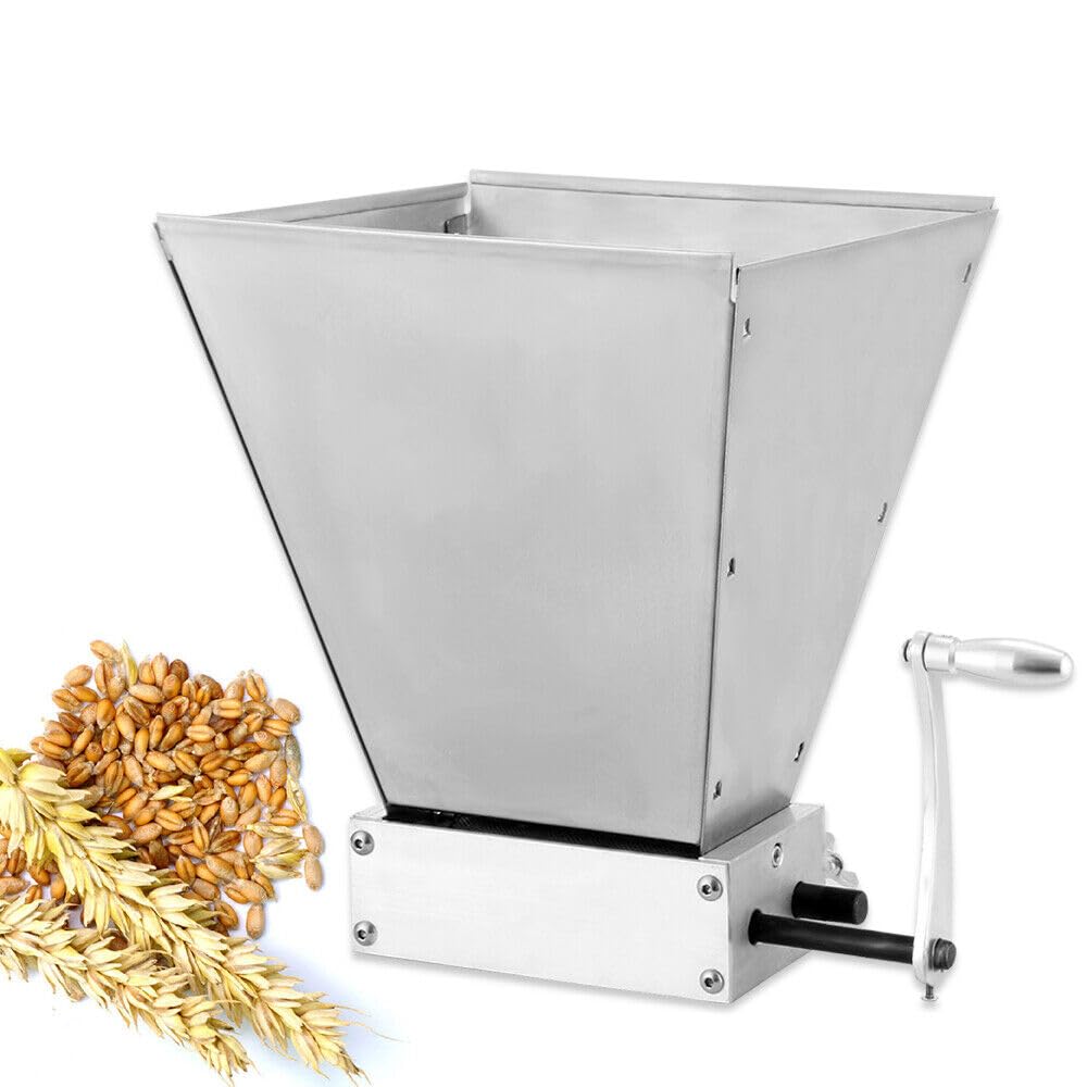 Treeisland Trituradora de cereales de 4 L para granos, molinillo de cereales manual, molinillo de malta con 2 rodillos ajustables