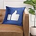 VANMI Throw Pillow Cover White Like Symbol of Finger Up Thumb in Flat Style Blue Hand Social Decorative Pillow Case Home Decor Square 18x18 Inches Pillowcase