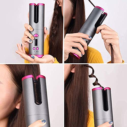 Image of Automatic Curling Iron Wireless Curler LCD Screen Timer 6 Adjustable Temperatures Advanced Quick Heat Ceramic Portable Hair Curler Cordless Iron with Temperature(pack of 1)