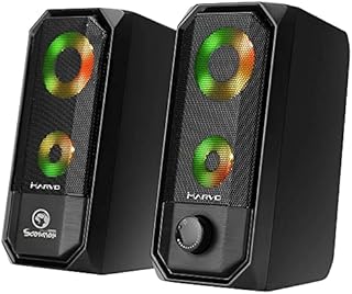 Marvo SG-265 RGB Gaming Speakers - Stereo Sound, 7 Colour RGB Lighting, 6W, USB Powered, 3.5mm Connection, Black