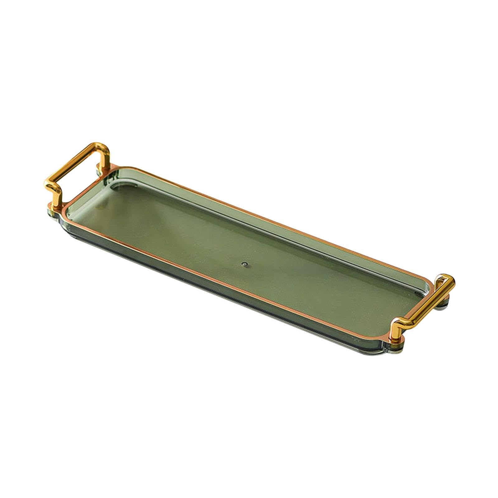 YIXANNX Trendy Serving Tray With Sturdy Handles Favorite Snacks Jewelry Organization Or As Bathroom Decor Multipurpose Dessert Tray As Bathroom Storage, Green