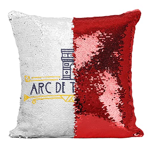 Coussin paillettes rouge Arc de Triomphe idéal pour sublimer votre canapé - 2