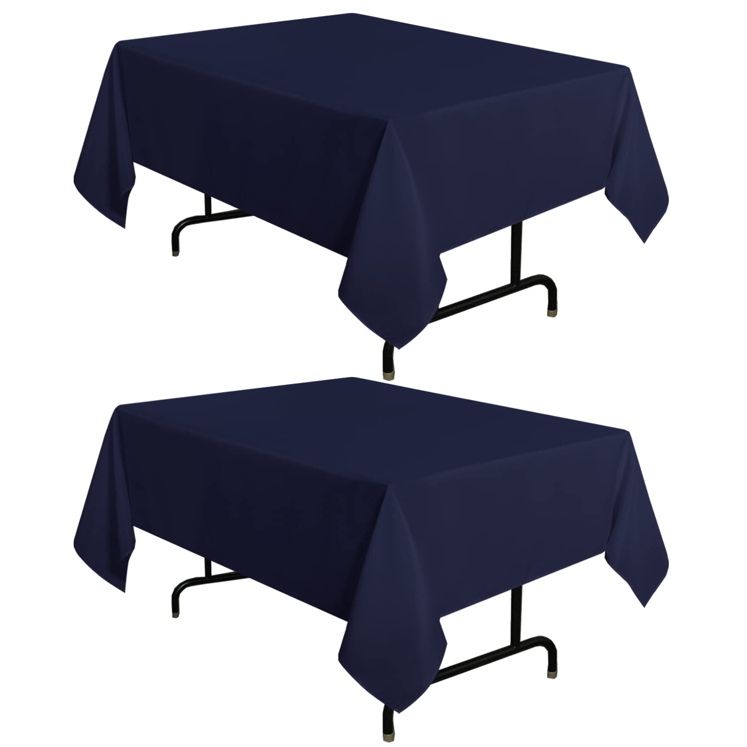 sancua 2 Pack Navy Tablecloth 54 x 54 Inch, Stain and Wrinkle Resistant Square Table Cloth - Washable Polyester Table Cover for Dining Table, Buffet Parties and Camping