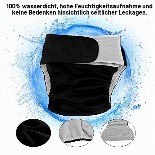 Windeln für Erwachsene, groß, verstellbar, waschbar, wiederverwendbar, waschbar, für Erwachsene (Farbe: Schwarz)