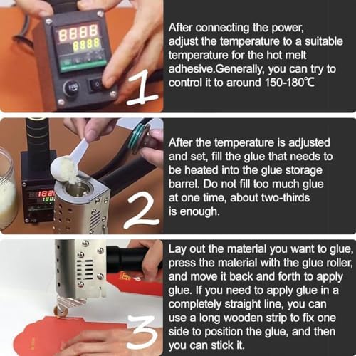 Hot Melt Glue Dispenser with Digital Display, Hand Push Adhesive Roller Machine, 50ml/150ml Capaci, Adjustable Temperature 50-220℃, Perfect for Crafting and DIY Projects