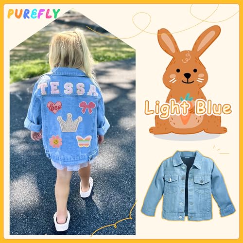 Personalized Kids Denim Jackets for Girls, 1-8 Year Old Girl Boy Birthday Gift, Baby Toddler Easter Basket Stuffers, Toddlers Jean Jacket with Names Clothes, Back to School Outfits4