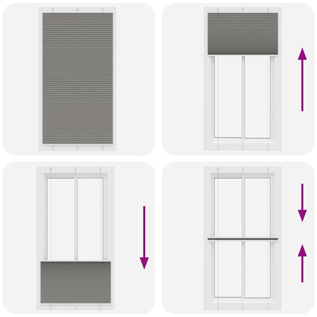 Plissee Anthrazit 105x200 cm Raffrollo Sichtschutz Sonnenschutz Polyester, blickdichtes Thermo Plissee mit Klemmträgern für Fenster Türen Balkon und Dachfenster