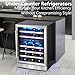 Kalamera 24 inch Wine Cooler, 46 Bottle - Dual Zone Built-in or Freestanding Fridge with Stainless Steel Reversible Glass Door, for Home, Kitchen, or Office.