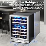 Kalamera 24 inch Wine Cooler, 46 Bottle - Dual Zone Built-in or Freestanding Fridge with Stainless Steel Reversible Glass Door, for Home, Kitchen, or Office. - Image 3