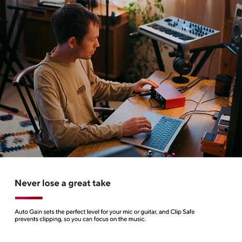 Focusrite Scarlett 4i4 4th Gen USB Audio Interface, for Musicians, Songwriters, Guitarists, Content Creators — High-Fidelity, Studio Quality Recording, and All the Software You Need to Record