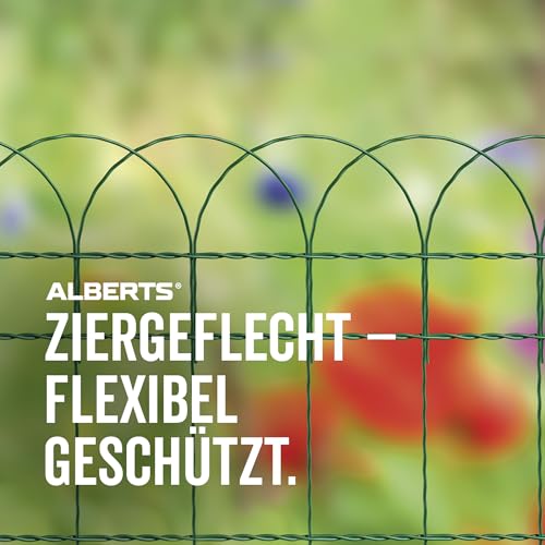 Alberts 611842 Ziergeflecht Rondo | Beeteinfassung, Teichzaun und Gartenzaun | Höhe: 40 cm, Länge: 10 m, Maschenweite: 150 x 90 mm | verzinkt, grün