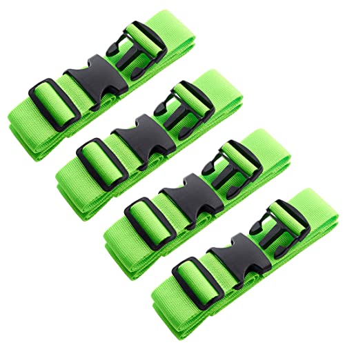 Image of 4pcs 74″x2″Luggage Straps for Suitcases,Adjustable Suitcase Straps and Heavy Duty Strap Buckle Packing Straps Travel Accessories Fluorescent Green