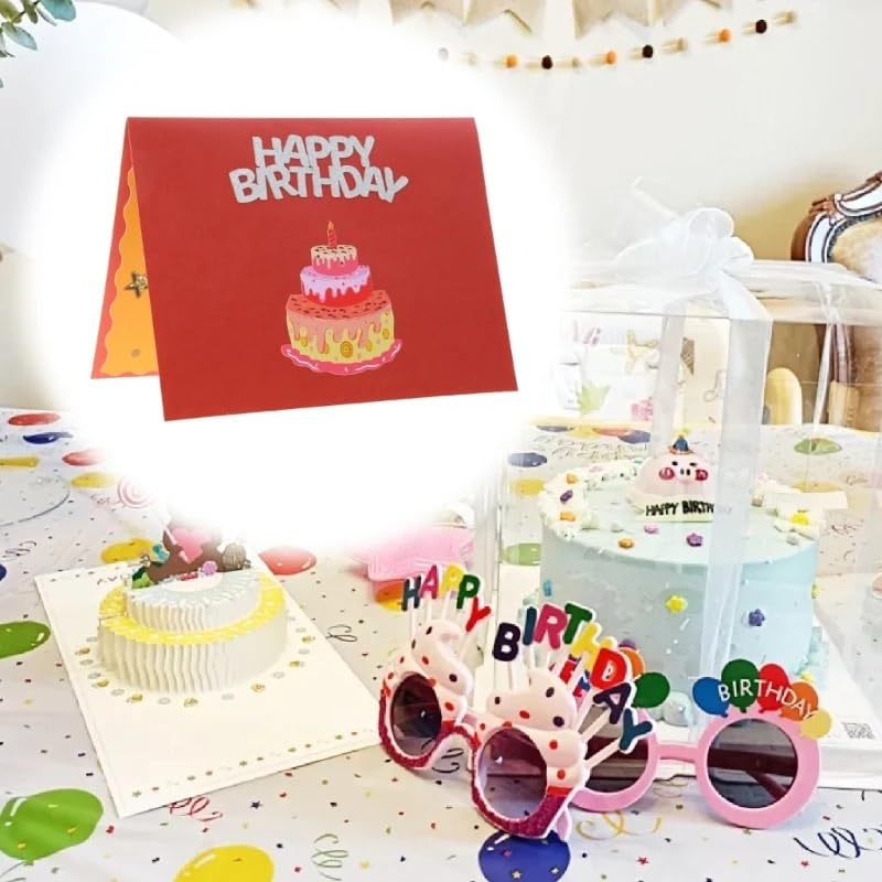 Geburtstagskarte Geschenke Karten, 3D-Pop-Up-Geburtstagskarte, 3-lagige Kuchen-Grußkarte mit Umschlag, 15 x 20 cm