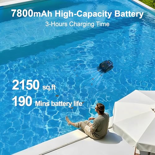 Pool Vacuum, 190 Mins Cordless Robotic Pool Cleaner for In ground Pools by rosmena - Image 4