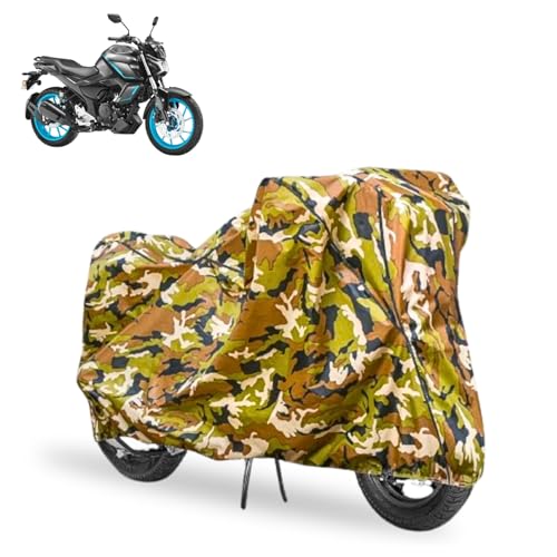 Image of Waterproof Bike Cover Compatible with Yamaha FZ S Hybrid All Weather, UV Heat Resistant, Dustproof, Triple Stitched, Windproof Elastic Bottom