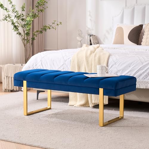 AIITTCC Velvet Ottoman Bedroom Bench, 46.5" Tufted Padded End of