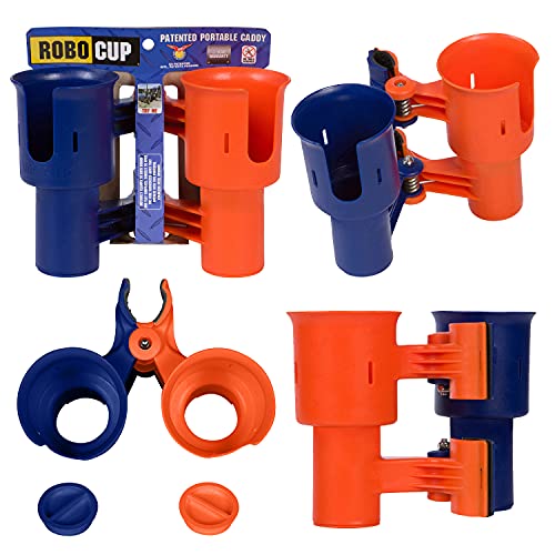 ROBOCUP, (Navy & Orange), Best Cup Holder for Drinks, Fishing Rod/Pole, Boat, Beach Chair, Golf Cart, Wheelchair, Walker, Drum Sticks, Microphone Stand