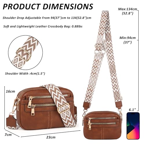 Crossbody Bags for Women, 6-Pockets Purses for Women, Vegan Leather Handbags Shoulder Bag for Travel Shopping2