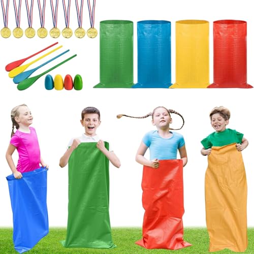 Sports Day Kit Outdoor Games Sports Day Games Egg and Spoon Race Potato Sack Race Birthday Party Field Day Family Day Yard Lawn Easter Fall Festival Games