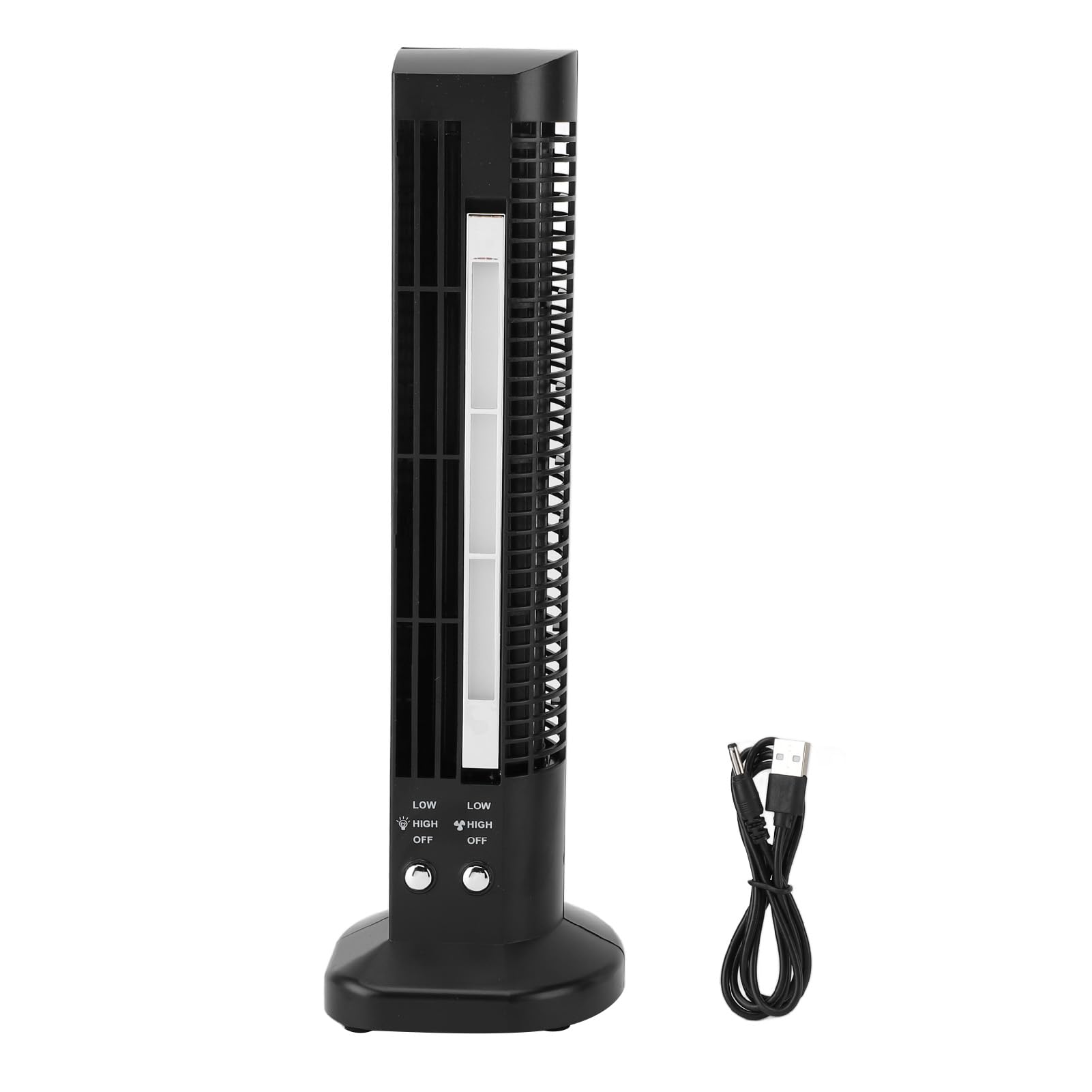 Irfora Ventilatore Senza Lama Mini Ventilatore a Torre Compatto con Luce per Uso Desktop Home Office Stile Moderno Alimentato Tramite USB (Nera)