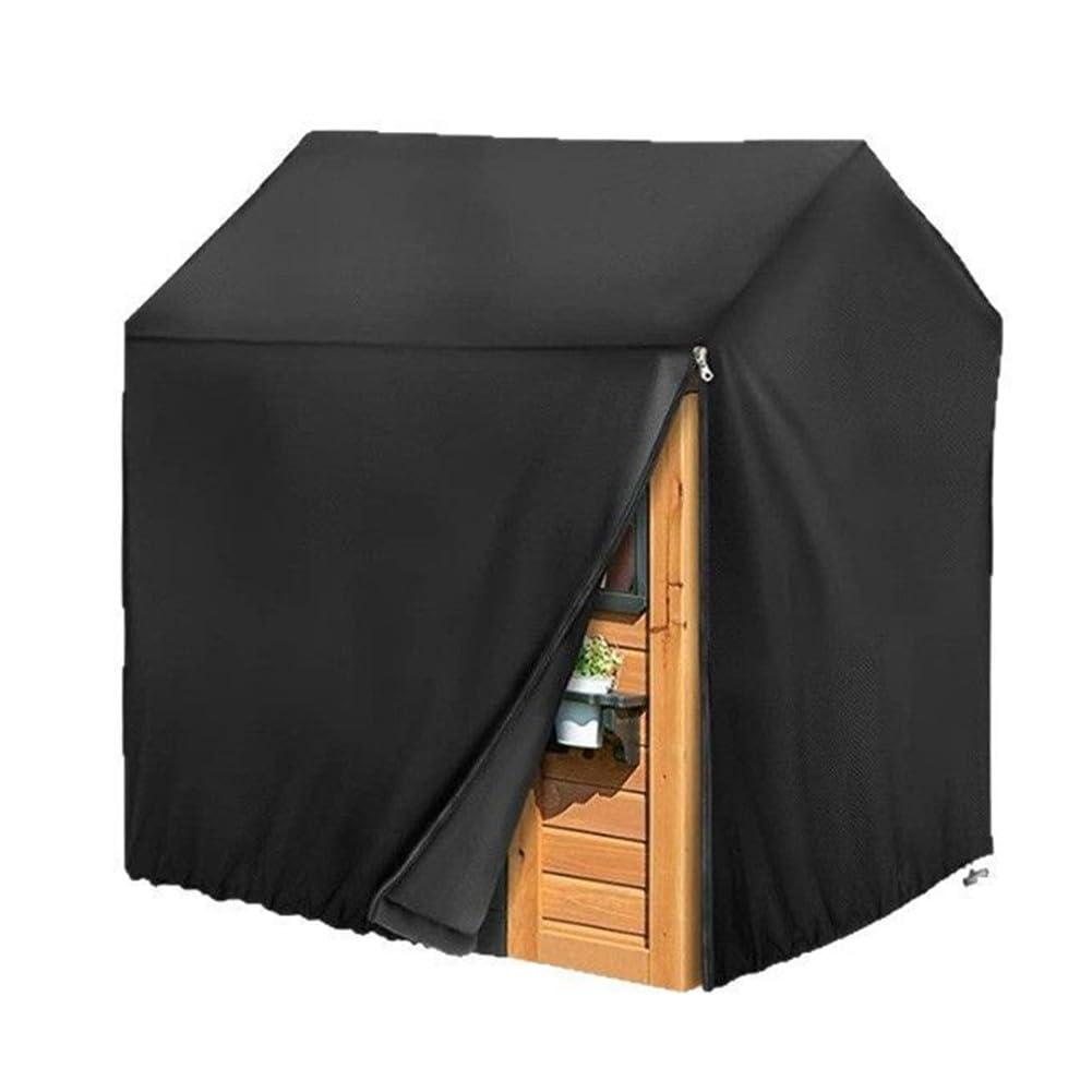 Bâche d'extérieur pour maisonnette - 145 x 145 x 160 cm - Tissu Oxford 210D argenté - Résistant au vent et aux UV - Noir