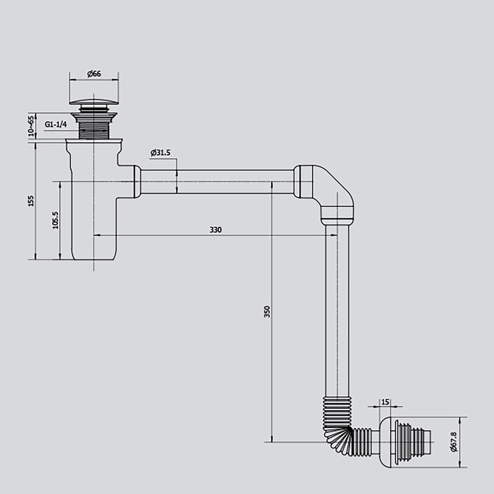 Sifon Lavabo con Rebosadero,Válvula Click Clack Lavabo,Altura Ajustable,Sifón Lavabo Flexible,Sifon Cocina Fregadero,Normalizado 11/4" Cromado,Cromado