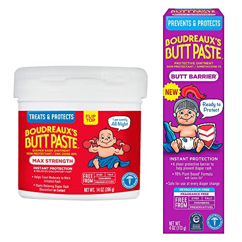 Image of Boudreaux's Butt Paste 4oz Butt Barrier Ointment and 14oz jar Max. Strength Diaper Rash Ointment