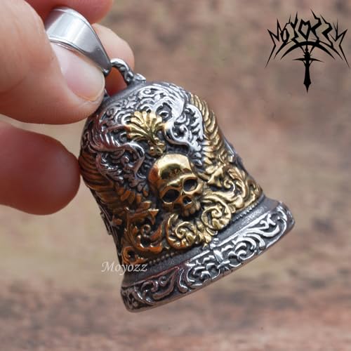 Image of Royal King Lion Head Guardian Motorcycle Bell with Hanger for Biker,Good Luck Keychain & Motorcycle Accessories