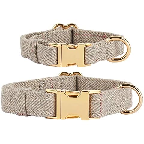 Thoroughbeds Light Grey Herringbone Tweed Dog Collar - Extra Small Size Cover