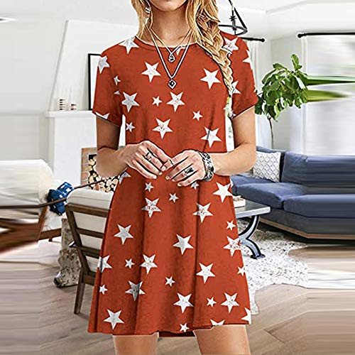 KQKAQJW Vestido feminino casual com gola redonda e manga curta para festa, clube, com laço na cintur