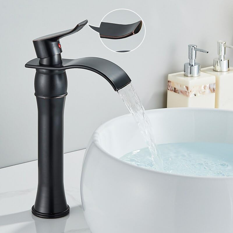 Robinet cascade contre les éclaboussures mitigeur noir et or