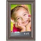 Icona Bay 4x6 Hickory Brown Picture Frame - Contemporary Photo Frame 4 x 6 - Composite Wood Frame for Walls or Tabletop - Lakeland Collection