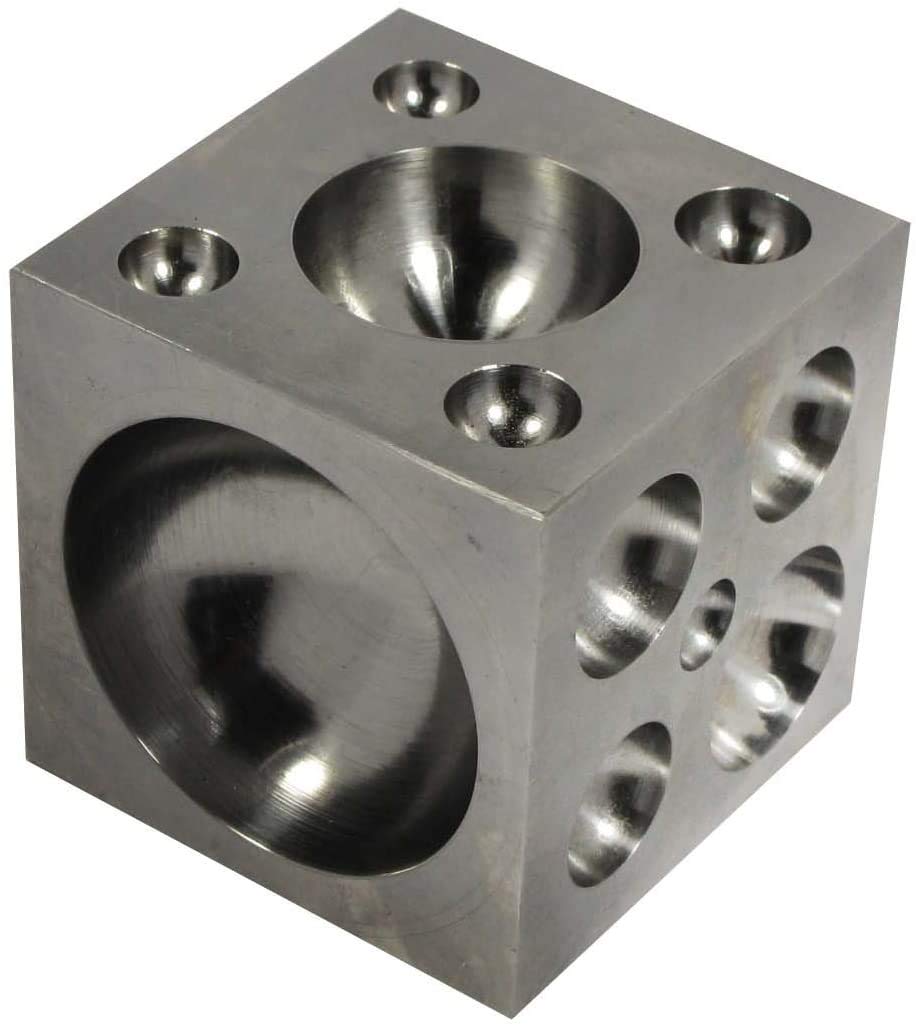 Cubo cuadrado de acero con cavidades de acero al carbono pulido, 7,6 x 7,6 x 7,6 cm.
