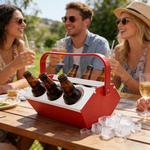 Contenedor de botellas de bebidas con espacio para hielo y asa ergonómica 6
