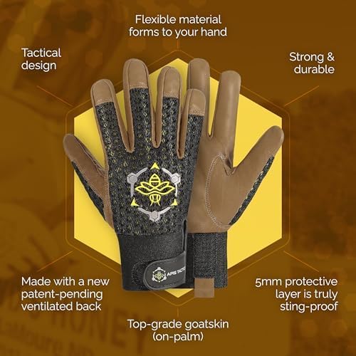 Guantes profesionales para apicultura, piel de cabra 5mm con ventilación miniatura 5