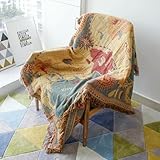 Cuiforest Throw Blanket for Chair Sofa World Map Tapestry Blankets Decorative -Map of World Vintage Topography Educational Fringed Cotton Woven Couch Bedroom Decor (map)