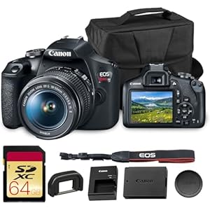 Canon EOS Rebel T7 DSLR Camera | 24.1MP APS-C CMOS Sensor with DIGIC 4+ Image Processor | Built-in Wi-Fi & NFC | EF Lens Compatible Beginner Photography Camera Kit with Shoulder Bag and 64GB Card