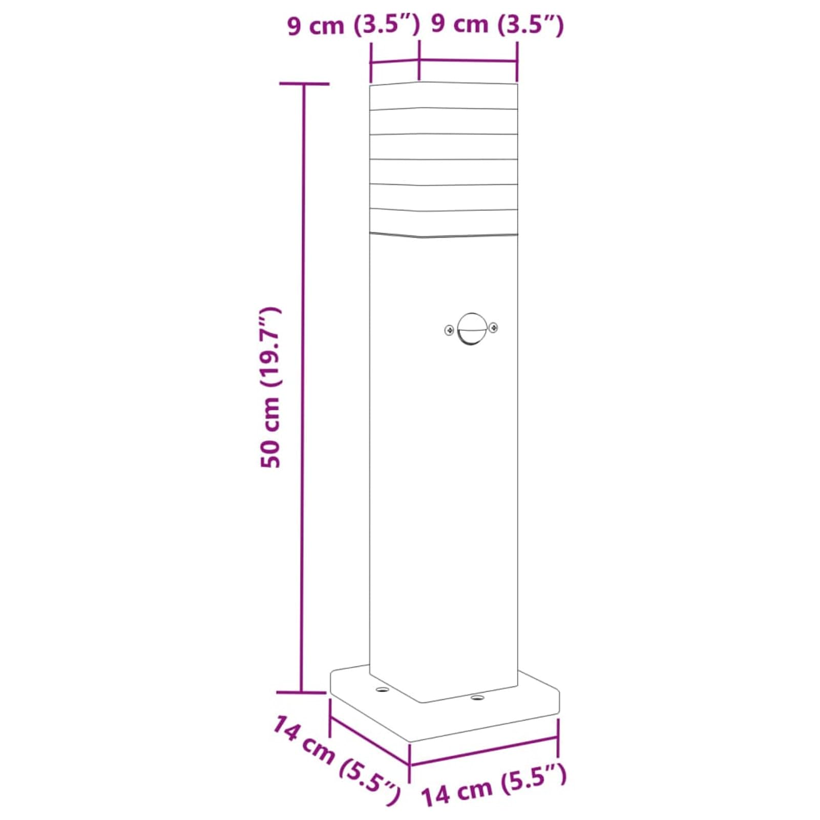 LAPOOH Lampada da Terra per Esterni con Sensore Nera 50cm in Alluminio,Lampade da Terra,Lampada da Terra Moderna,Lampade da Terra per Soggiorno-4006399