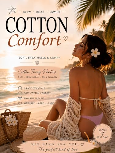 Image of READY TO LOVE Cotton Underwear Women 6 Pack Sexy Breathable Thongs Panties