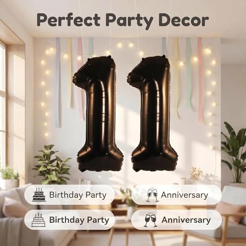 Image of YPSelected 32 Inch Large Foil Helium Number Balloon Birthday Wedding Party 0-9 (Black, 1)