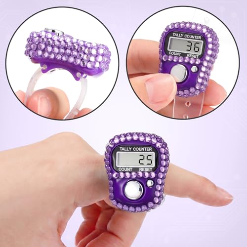 Image of Simgoing Electronic Finger Clicker Counter, Rhinestones Tally Tasbeeh Counter Gifts for Prayer Islamic Golf Counting Goods Lap Knitting Bling Accessories