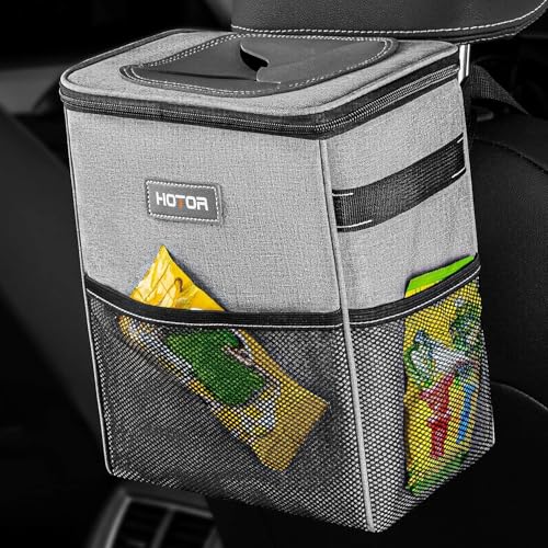 Image of HOTOR Car Trash Can, Leakproof Car Organizer, 2-Gallon, Light Gray