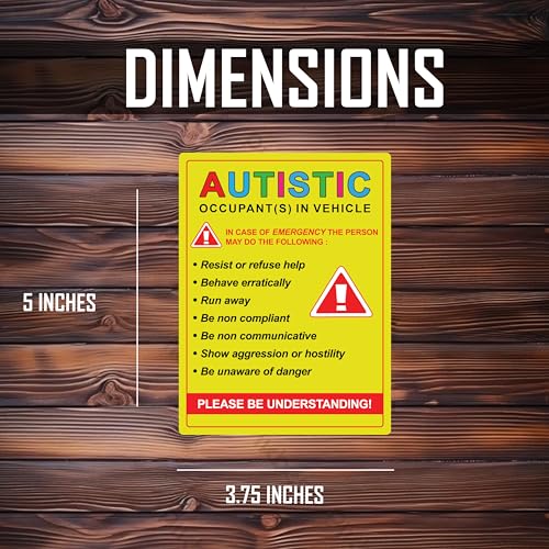 Image of Autistic Occupant in Vehicle Sticker Decal - 3.75x5 Waterproof Autism Awareness Stickers Decals for Cars Trucks SUV Window Bumper Waterbottles Vehicles Hardhats Accessories