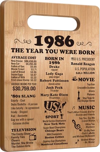 40th Birthday Gifts for Women Men, 1986 Birthday Gifts for Her Him, 40 Years Old Gifts, 40th Birthday Gift Ideas, 40th Birthday Decorations for Women Men, Back in 1986 Cutting Board Gifts